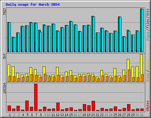 Daily usage for March 2024