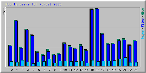 Hourly usage for August 2005